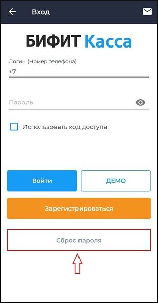Окно авторизации в приложении